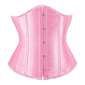 NWT Coquette Pink Silky Satin Lace-Up Bustier Corset Waist Cincher Size L